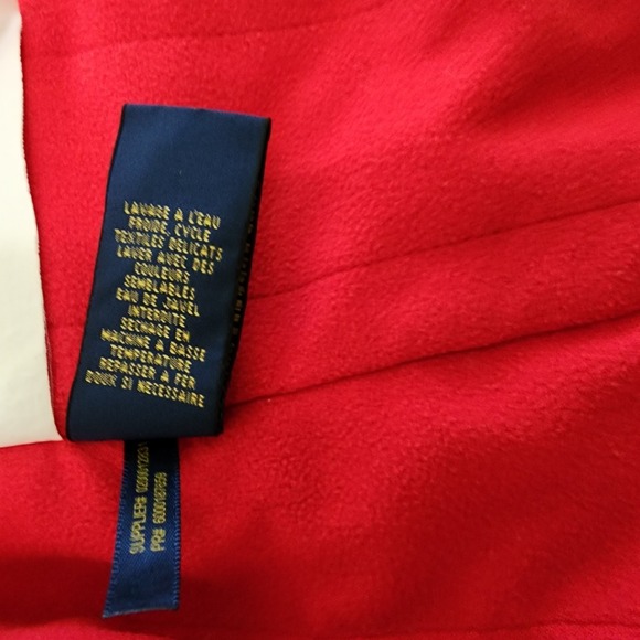 VTG Polo Ralph Lauren Men Red Bomber Jacket Fleece Lined Thick Rollaway Hood XL - Picture 9 of 9